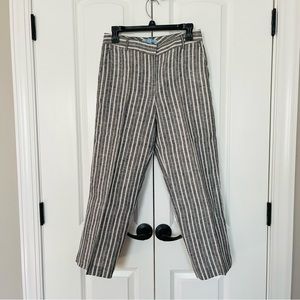 100% linen Antonio Melani size 2 striped pants gray and white NWOT